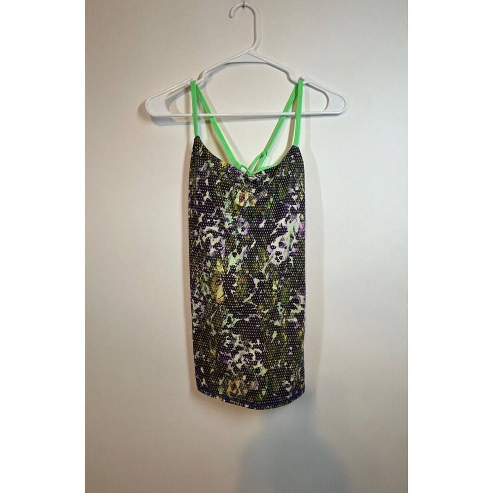 Lululemon Women Size 6 Dancing Warrior Floral Strappy Open Back Tank Top